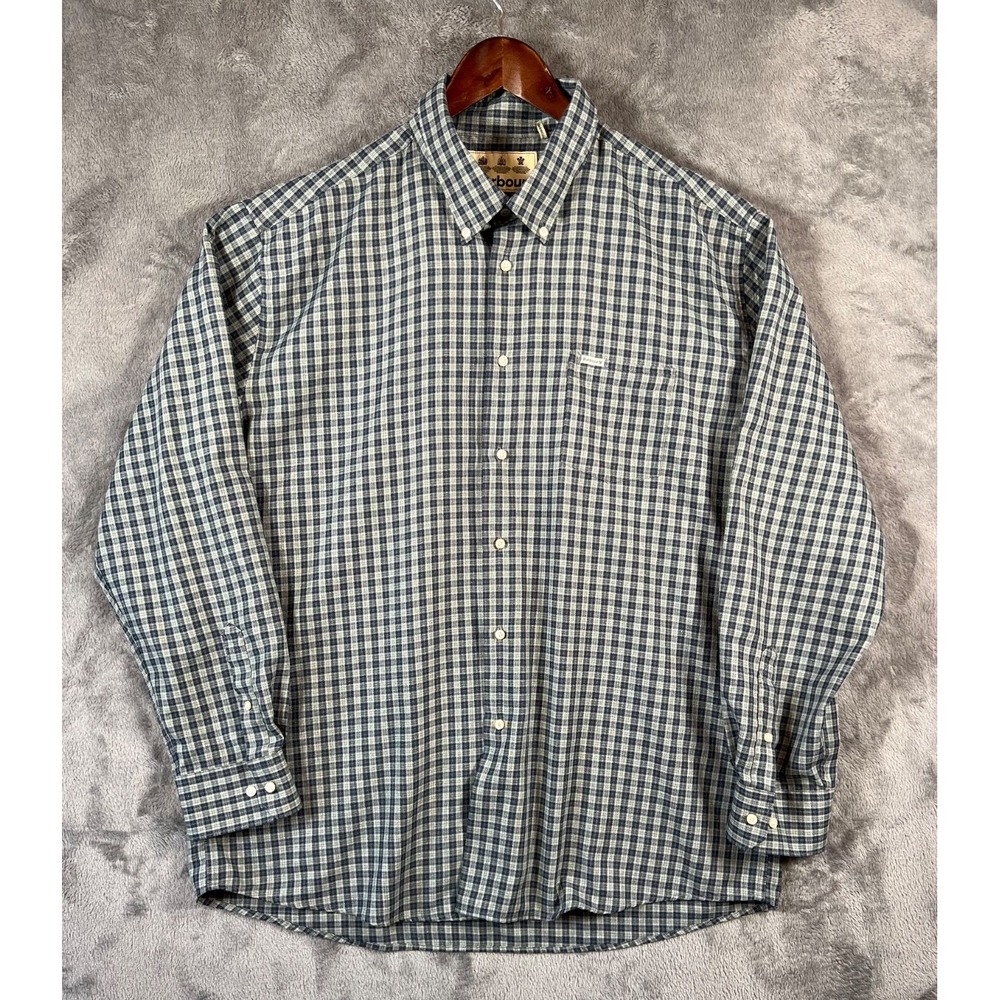 Barbour Flannel Shirt Mens 2XL XXL Gray Plaid Regular Fit Huckberry